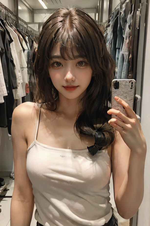 12951-3575973265-masterpiece, best quality, 1girl,long_hair,light smile, blunt bangs,looking at viewer,selfies,cowboy shot,(shot_hair_2),_(realis.png